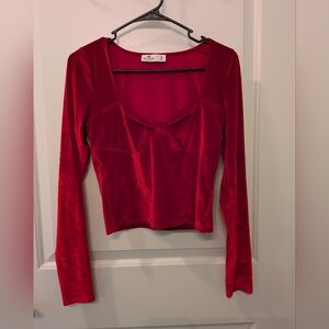 Hollister Elegant Red Velvet Long Sleeve Top Medium